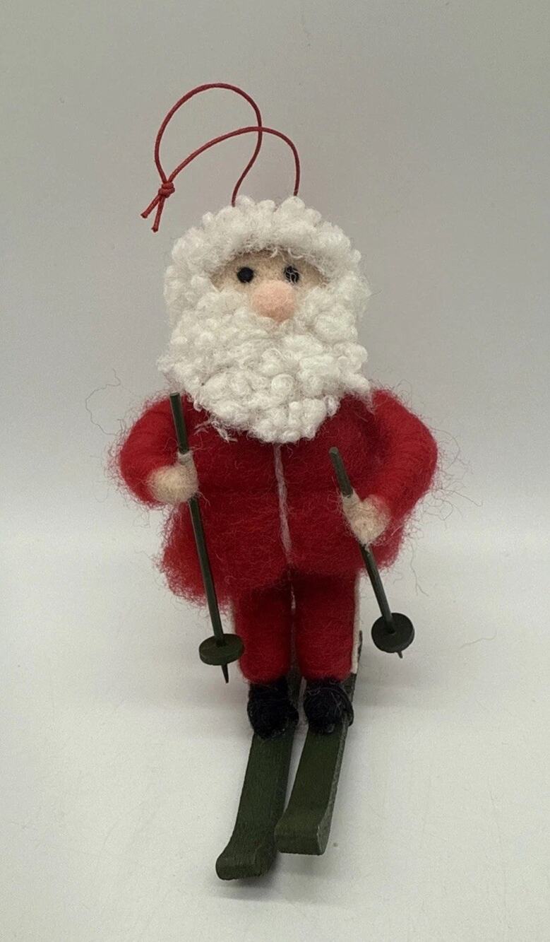 Sugarboo & Co Skiing Santa Felt Christmas Ornament